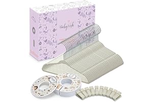 Babyrish Unisex Nursery Closet Organizer Set - 30X Velvet Hangers for Baby Clothes with 8X Closet Size Dividers (Newborn Infa
