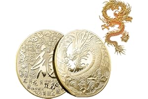 YOFOKO Zodiac Dragon Coin | 2024 Twelve Zodiac Animal Gold Chinese Dragon Commemorative Coin | Chinese Good Luck Dragon Coin New Year Gifts for Children, Friends, Neighbors