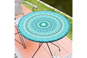 MHJY Round Tablecloth Fitted Elastic Table Cover Waterproof Table Cloth for Dinner, Party, Picnic,Camping, Round Table Cover for Indoor Outdoor