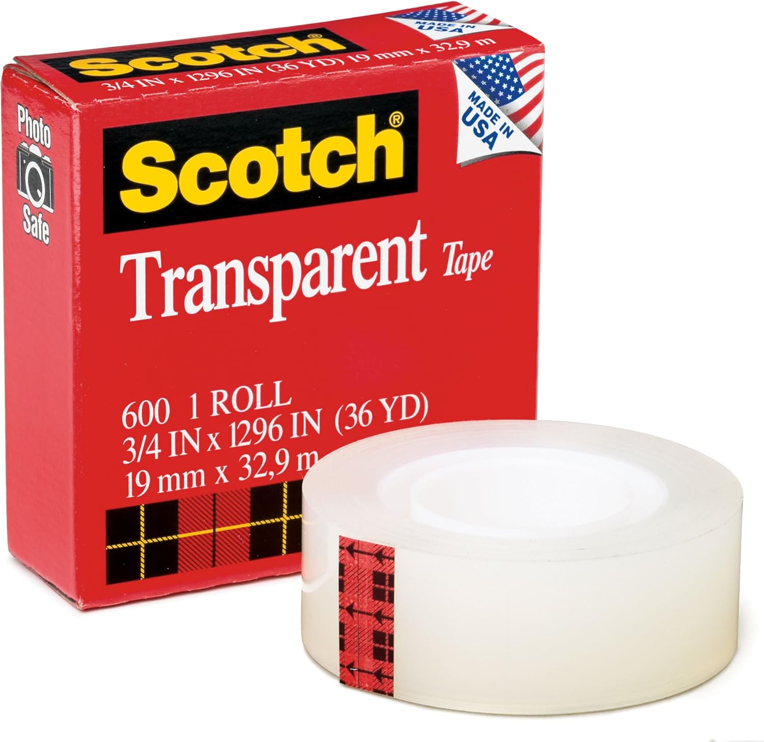Scotch Transparent Tape, 3/4 x 1296 Inches, Boxed (600)