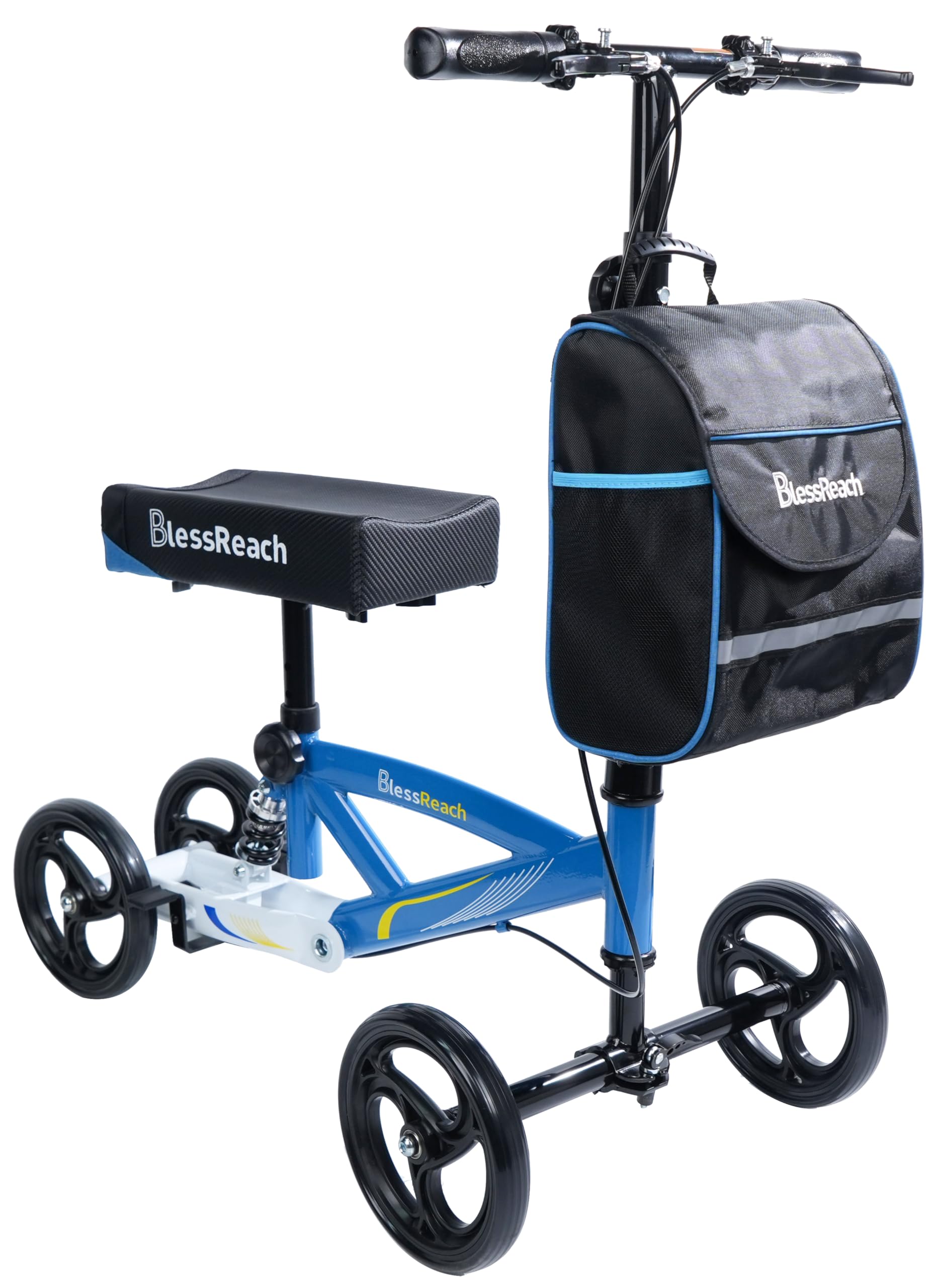 Economy Knee Scooter Steerable Knee Walker for Foot Injuries Compact Crutches with Dual Rear on-Wheel Brake and Shock Absorption Under The Knee pad