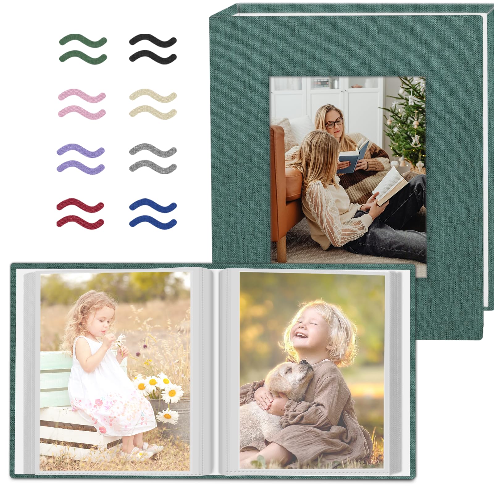 Popotop 2 Pack Photo Album 5x7 Pictures, Small Linen Slip-in Photo Albums Book for 80 Photos with 40 Pockets, Birthday Gifts for Women Mom Family Baby