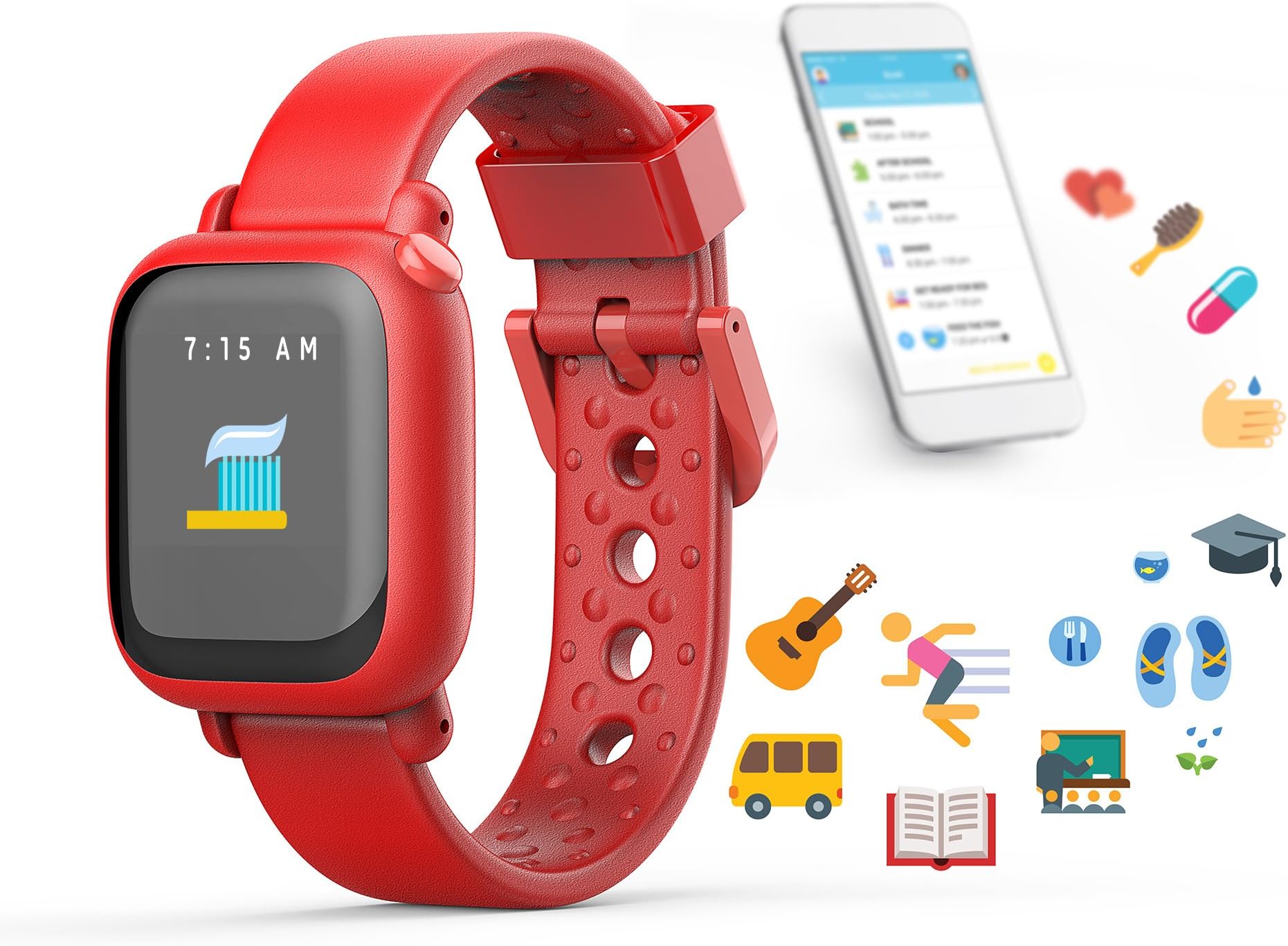 Octopus Watch v1 by Joy Kids Smartwatch Teaches Good Habits and time (Watch, Red)