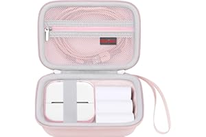Elonbo Carrying Case for T02 Mini Printer, Compatible with Memoking/Omezizy/Memoqueen/Phomemo/Ponek T02 Portable Bluetooth Thermal Label Maker Bag, Small Smart Handheld Labeler Holder, Pink
