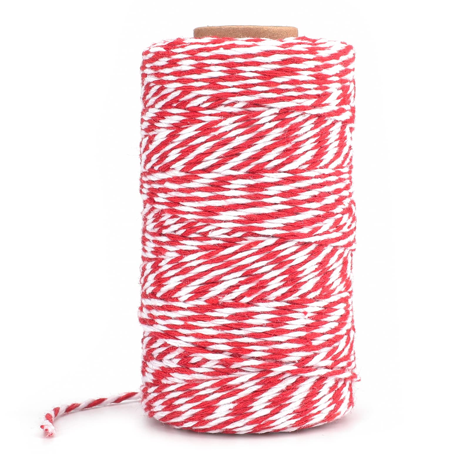 jijAcraft Christmas Red and White String: 100M Cotton Bakers Twine, 2MM Garden Thread Twine, 328 Feet Durable Cotton String for DIY Crafts, Gift Wrapping, Packing, Christmas Decoration