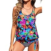 Women Blouson Tankini Top Only - Loose Fit Swim Top Bathing Suit No Bottom Modest Swimsuit Swim Tank Top 2025