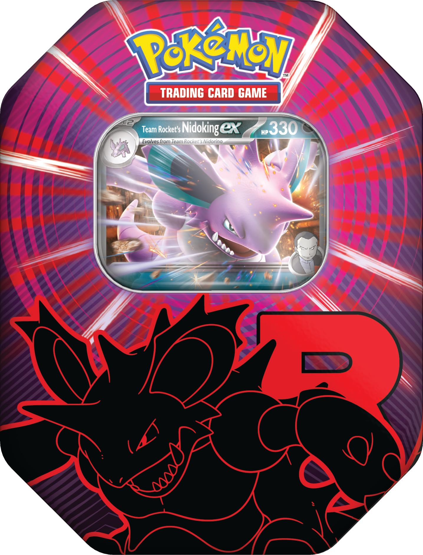 Pokémon TCG: Team Rocket Tin – Nidoking ex (1 Foil Promo Card & 4 Booster Packs)