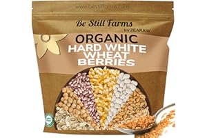 Be Still Farms Organic Hard White Wheat Berries (5.8 lb) - Healthy Diet Whole Grains Bulk - Ideal for Soups Flour Bread - High in Protein & Fiber | USA Grown | USDA Certified | Vegan | Non-GMO