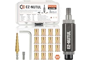 EZ-NUTUL Rivet Nut Installation Tool Set Flat Head Rivnut Threaded Insert Nut Kit SAE & Metric for Metal Heavy Duty Zinc Plated Nutsert (3/8-16(Rivet Nut Tool-15pcs))
