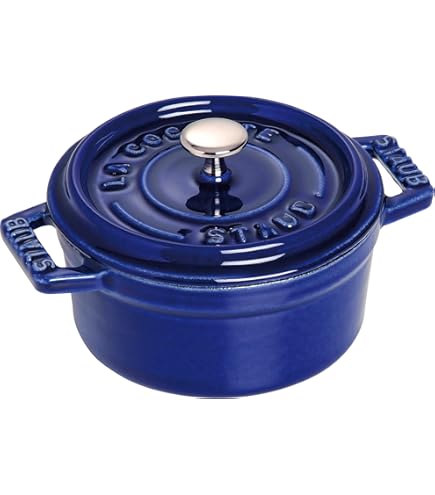 Amazon.com: Staub Cast Iron 0.25-qt Mini Round Cocotte - Dark Blue