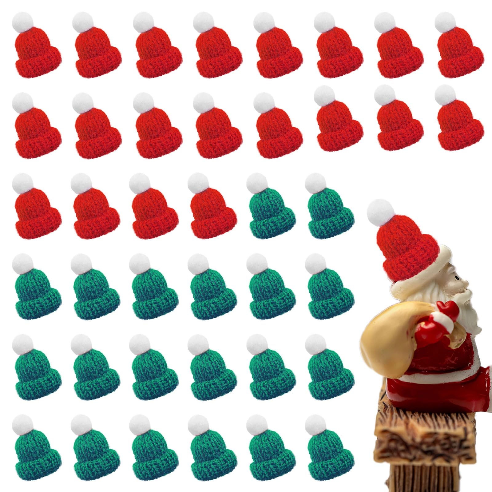 UILYNIU 40 Pieces Mini Santa Hat, Christmas Knitting Hats, Colorful Knitted Hat Set, Toy Decorative Hats for Tree Ornaments and Decor (2 Color)