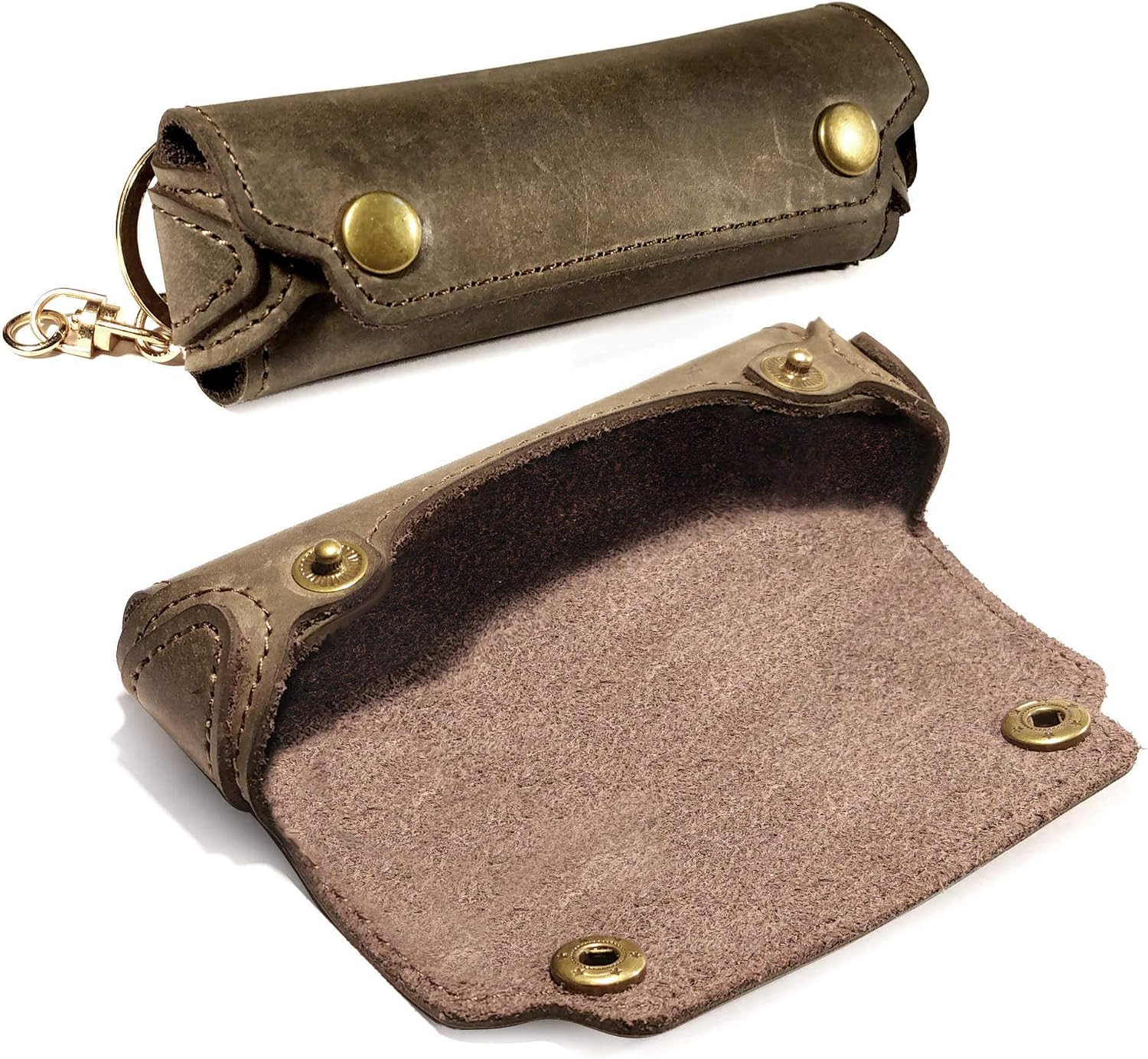 TUFF LUV Rustic Leather Standard Harmonica Case - Belt Loop, Brown, Standard Harmonica Size