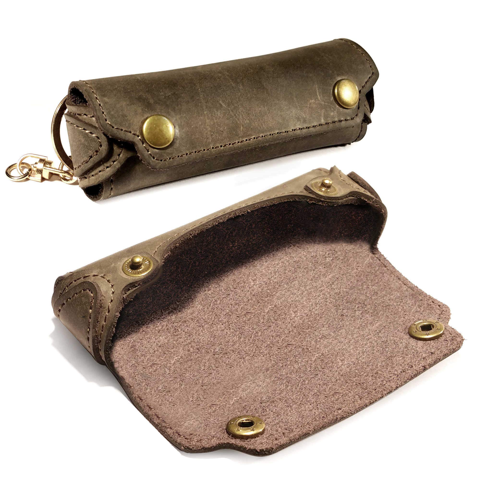 TUFF LUV Rustic Leather Standard Harmonica Case - Belt Loop, Brown