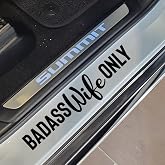 VALIANT COLLECTIONS &ndash; Badass Wife Only Sticker &ndash; Vinyl Sticker for Car, Truck, and Van &ndash; Indoor and Outdoor Use for Laptop &ndash; Waterproof Long Lasting Decal for Car Bumper &ndash; VC 388 (Black)