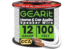 12AWG Speaker Wire, GearIT Pro Series 12 AWG Gauge Speaker Wire Cable (100 Feet / 30.48 Meters) Great Use for Home Theater Speakers and Car Speakers White