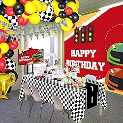 WNINK 2 Pack Race Car Table Cloth Black and White