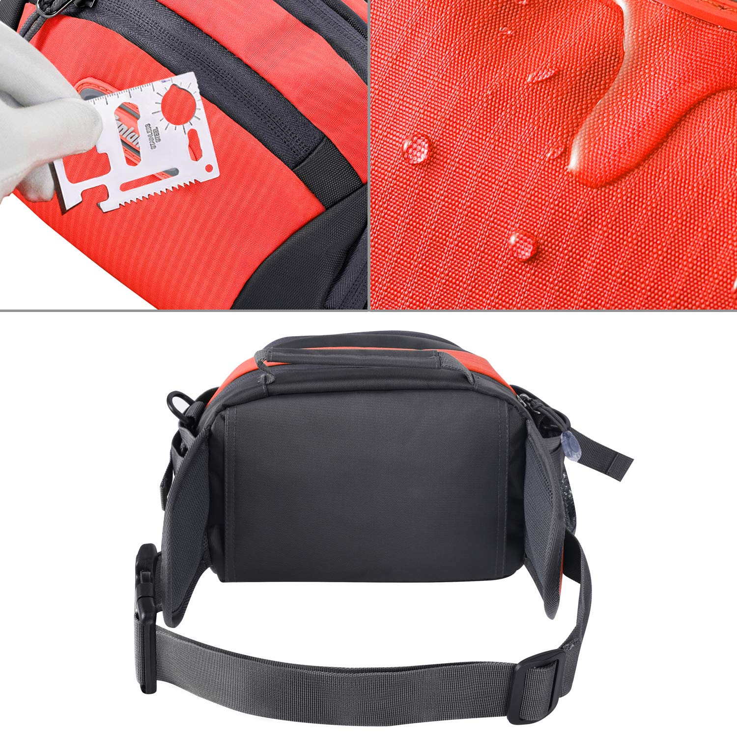 Y&R Direct Fanny Pack Waist Bag Packs Large Running Belt Bum Purse Bags with Bottle Holder Extension Strap Women Men Boy Girls Kids Gifts Waterproof Multicolor Outdoor Walking Hiking (Red)