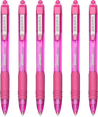 Zebra Z-Grip Smooth Retractable Ballpoint Pen Pink Pack of 6