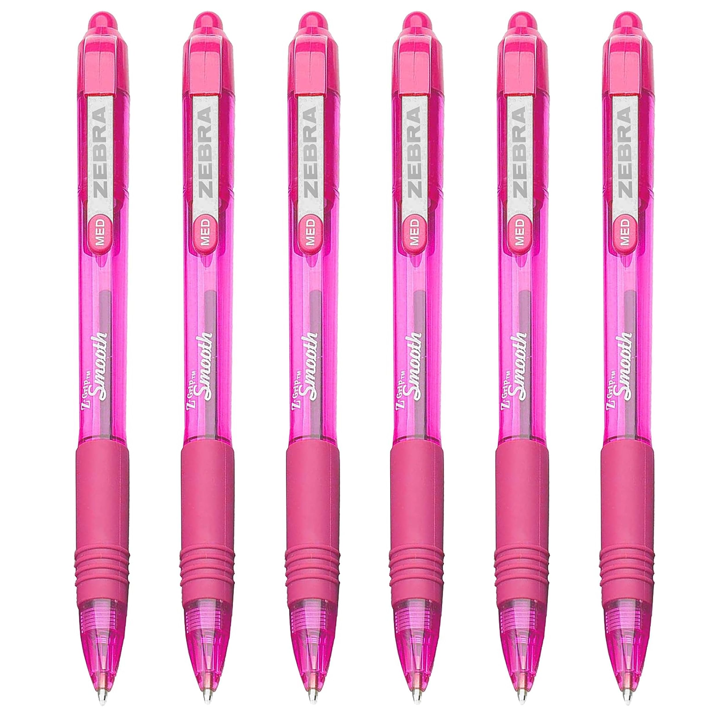 ZEBRA Z-Grip Smooth - Retractable Ballpoint Pen - Pack of 6 - Pink