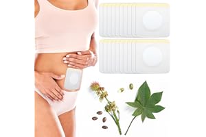 LANGSPRIT 20Pcs Disposable Castor Oil Pack Wrap Belly Button, Highly Absorbent Self-Adhesive Organic Cotton Castor Oil Packs Wrap Promotes Digestion, No Wash, Easy to Use, Anti-Seepage(Oil Not Included)
