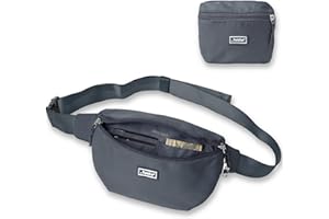 The Foldie Foldable Crossbody Bags for Women & Men - Anti-Theft RFID-Safe Fanny Pack with Smart Lockable Zippers and Cut-Resistant Strap - Lightweight Waist Pack for Travel & Everyday Use - Grey