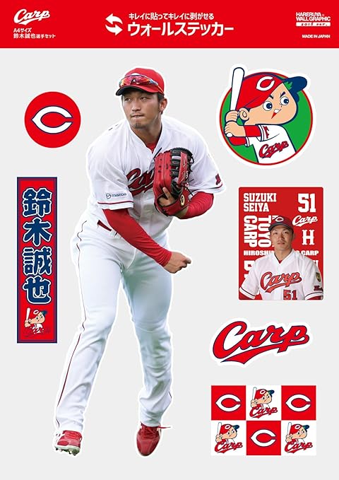 Amazon ハレルヤ ウォールステッカー レッド 本体サイズ 約29 7x21cm サイズ ハレルヤ 広島東洋カープ サイズステッカー 鈴木選手 ウォールステッカー オンライン通販