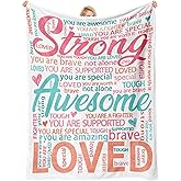 Super Soft Hug Blanket for Women - Inspirational Healing Gift for Cancer Patients, Post Surgery Recovery, Chemo Support, Hospital Stay, Thinking of You Gift for Her, Sister, Friend, 50"x60"