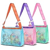 VOROLO 3PCS Mesh Beach Bag for Holding Toys,Sand Towels Tote for Kids Seashell Collecting,Shell Bags for Children Picnic,Swimming Accessories for Boys and Girls