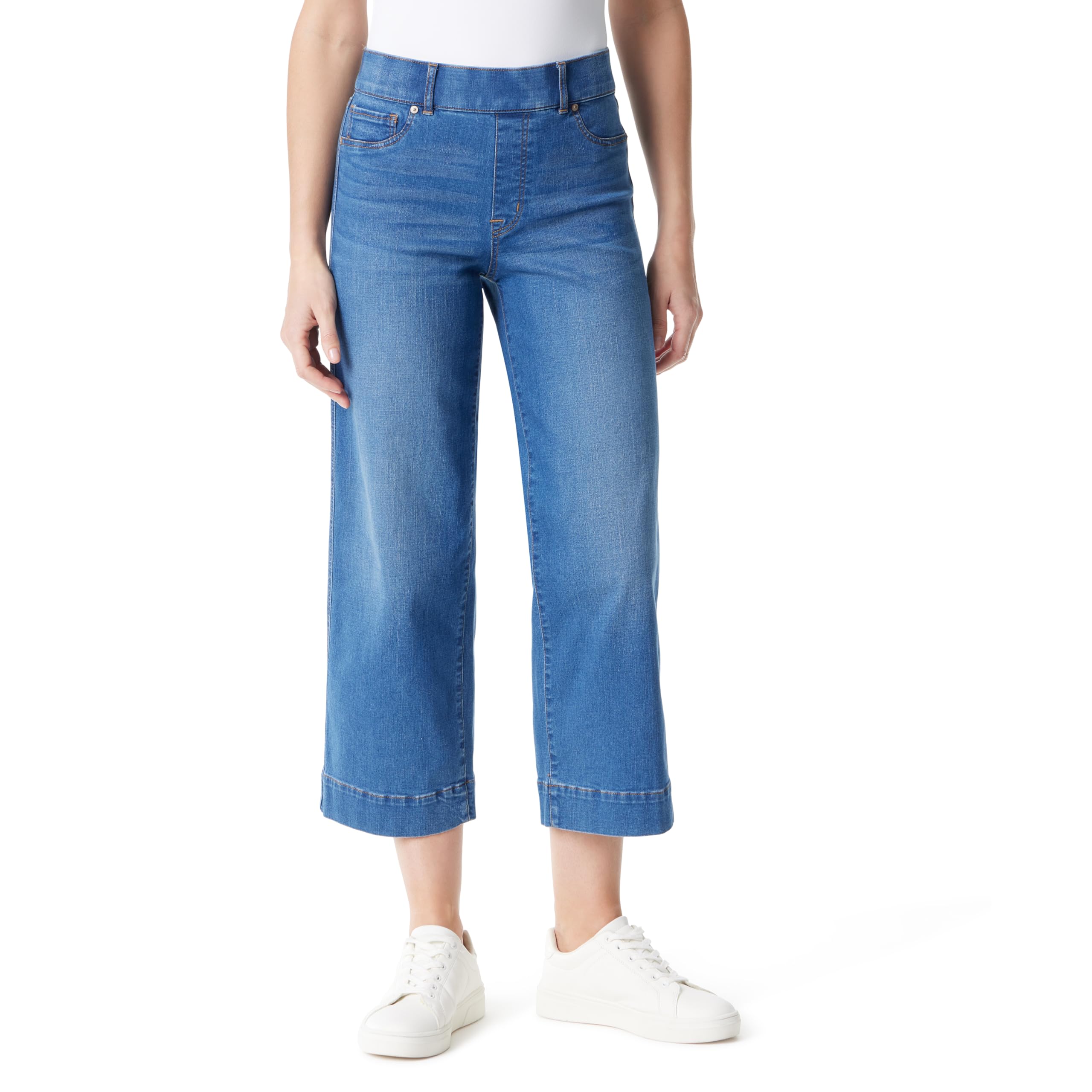 Gloria Vanderbilt Women’s Shape Effect Pull On High Rise Wide Leg Crop Standard, Naples Whiskers-5 Pockets