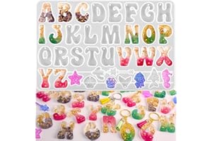 Actvty Alphabet Resin Mold, Reversed Alphabet Silicone Molds with Holes for Epoxy, Letter Molds for Resin DIY Keychain Jewelry Pendant
