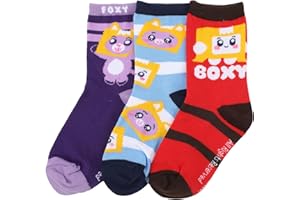 Bioworld LankyBox Boxy & Foxy Kid's 3-Pair Crew Socks
