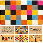 LUA VIKA Coir Door Mats Outdoor and Indoor, Squares, 16 x 27,5 in | Welcome Mats for Front Door, 100% Natural Coir, PVC Backing, Door Mat Outside Entrance, Traps Dirt and Mud, Easy to Clean