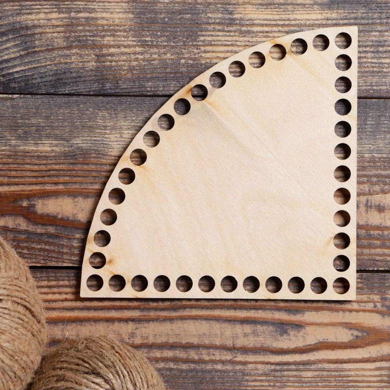 Quarter Circle Plywood Knitting Pattern Bases DIY, Blank Crochet, Bases Bottoms, Bases Bag, Accessor 3mm, Size 15 cm