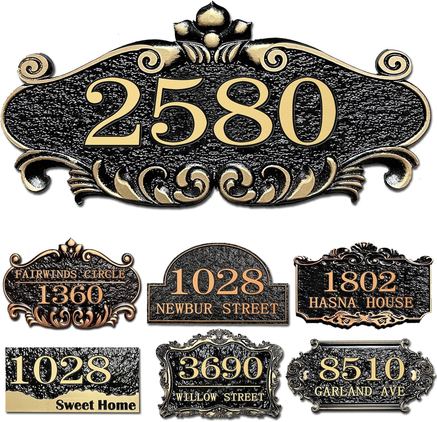 Plaques & Wall Art - Personalized House Address Plaque Custom House Sign Address plate for Outside home number plaque for Street Garage Garden Apartment Mailbox-Antique Brass