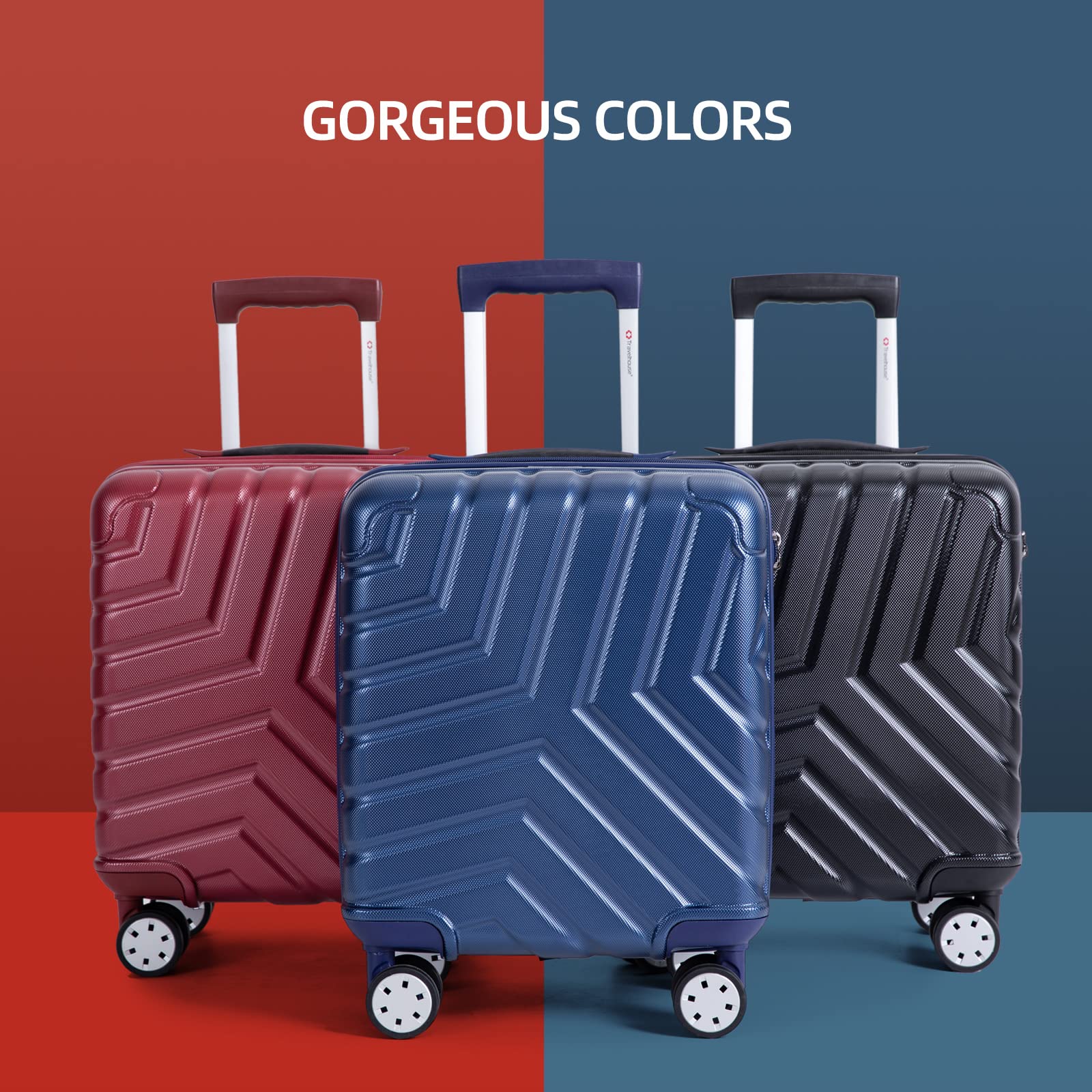 Travelhouse 16 Inch Carry On Luggage Airline Approved,Hardshell Small Carry Suitcases with 360° Spinner Wheels, Rolling Suitcase with TSA Approved