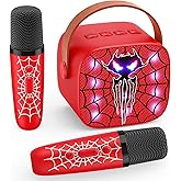 Karaoke Machine Toys for Kids Ages 3-12: Mini Portable Bluetooth Speaker with 2 Wireless Microphones LED Light Christmas Birthday Gifts for Boys Girls Toddlers 3 4 5 6 7 8 9 10 Year Old Boy Girl Kid