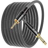TISINO 1/4 Mono to 1/8 Stereo Cable, 3.5mm TRS Stereo to 1/4 inch TS Mono Interconnect Cable (Mono to Stereo Adapter) - 10 feet