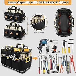 15 Inch Open Top Tool Tote Bag with Hard