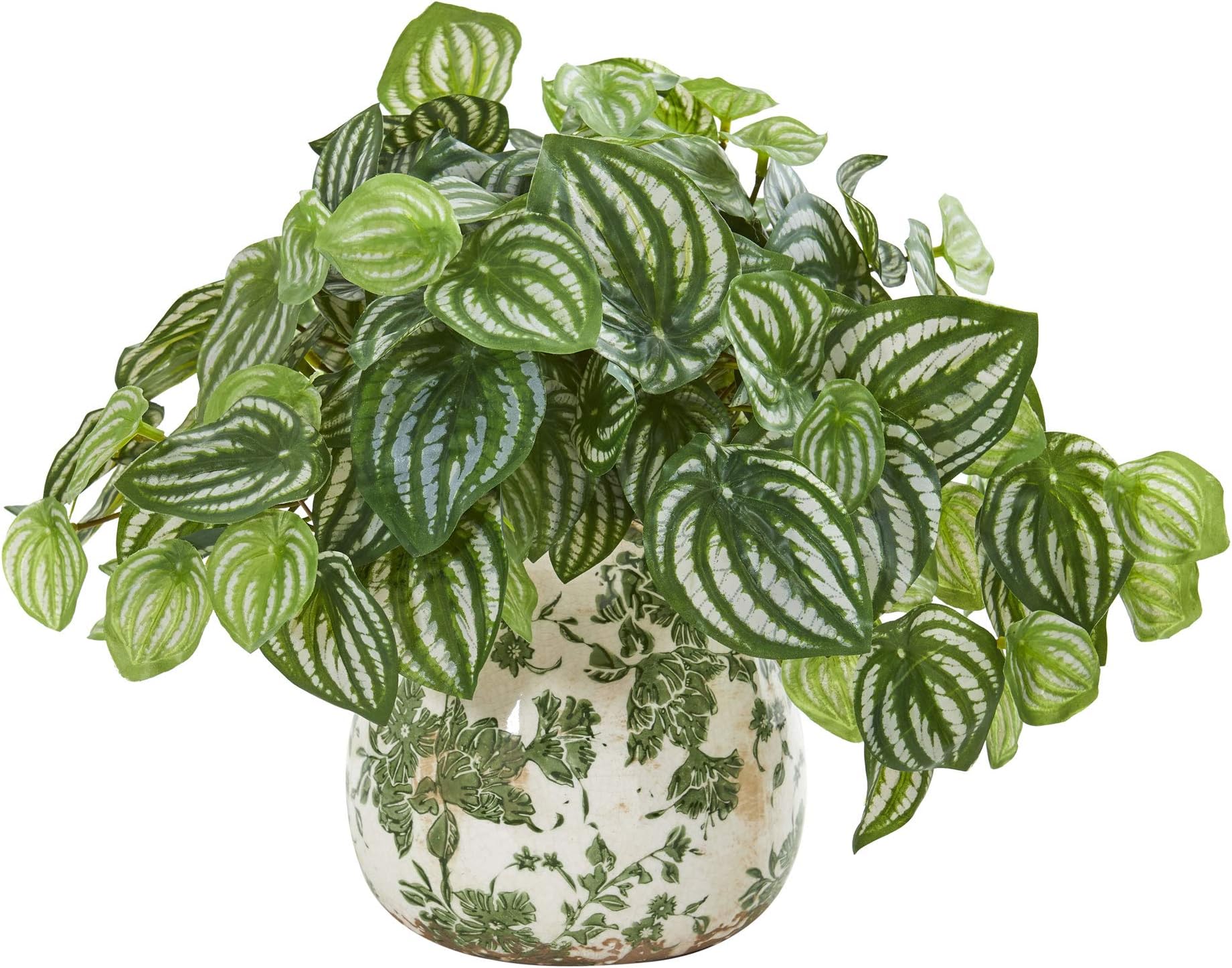 Nearly Natural Watermelon Peperomia Artificial Plant in Vase (Real Touch)