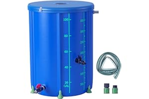 Araiozora Rain Barrels to Collect Rainwater,100 Gallon Collapsible Water Barrels Rain Catcher from Gutter 1000D Waterproof Material Portable Water Storage Tank with Spigo