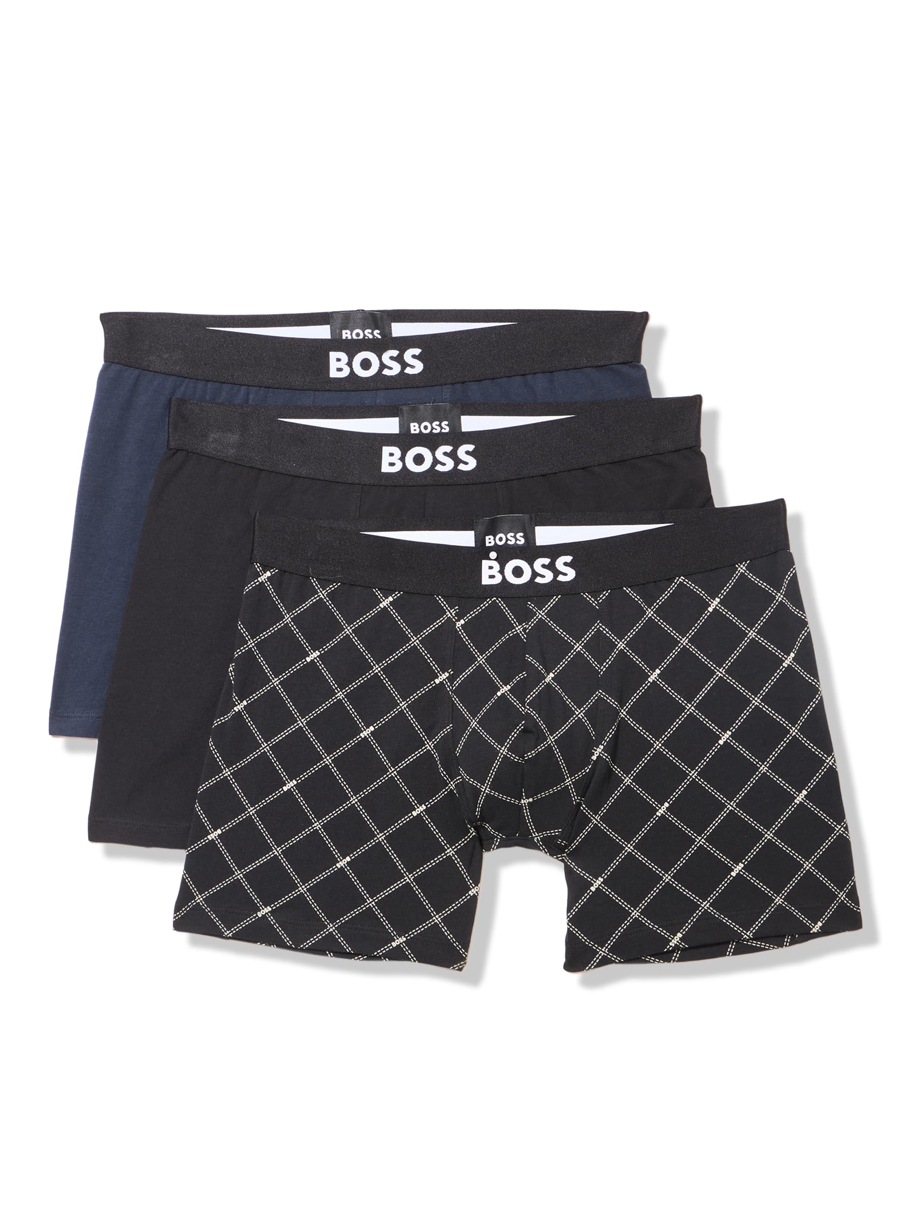 BOSS, Bold Logo 3 Pack Smooth Boxer Briefs, black magnolia, S