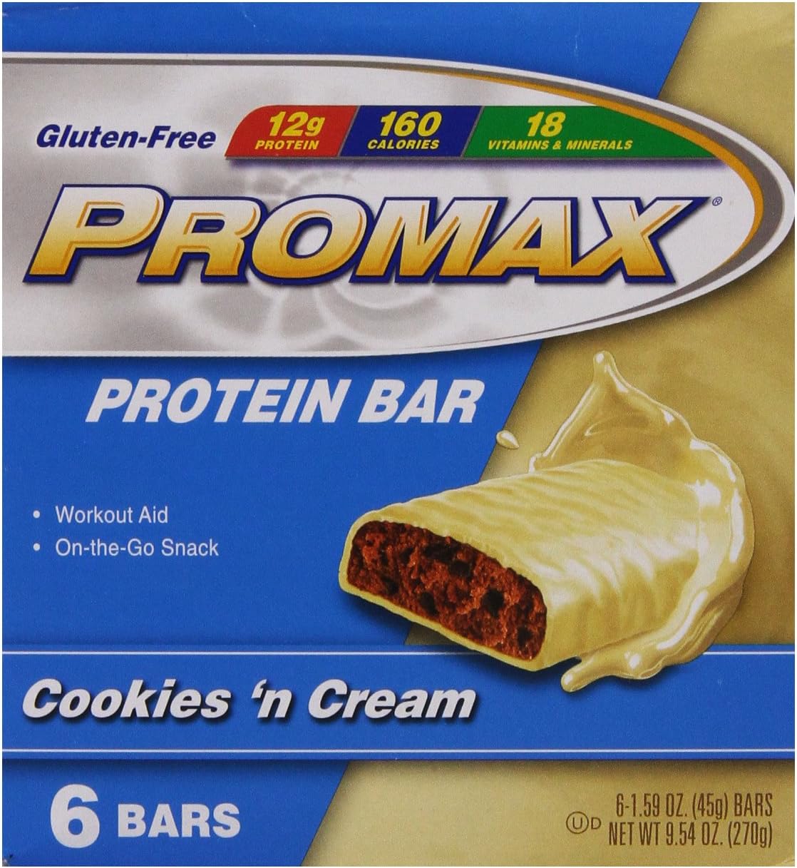 Promax Bar Protein Bars, Cookies 'n Cream, 6 Count