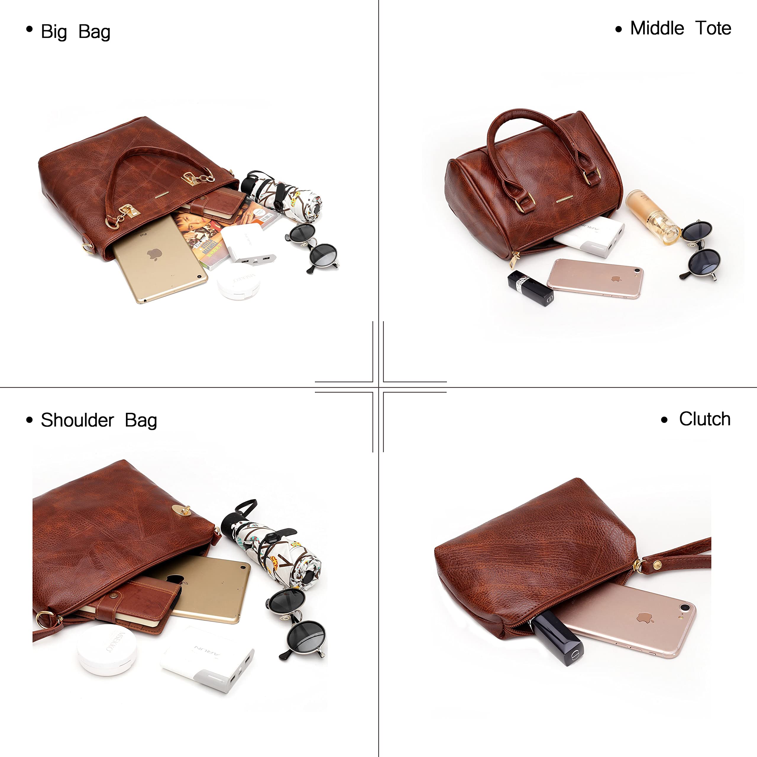 2E-youth Designer Purses and Handbags for Women Satchel Shoulder Bag Tote Top Handle Bag