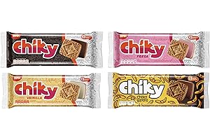 Chiky Cookies Variety Bundle - Chocolate, Strawberry, Vanilla & Chocobanano | Crispy Cookies Filled with Fudge | Delicious Creamy Flavors from Costa Rica | 16.9 Oz (Pack of 4)