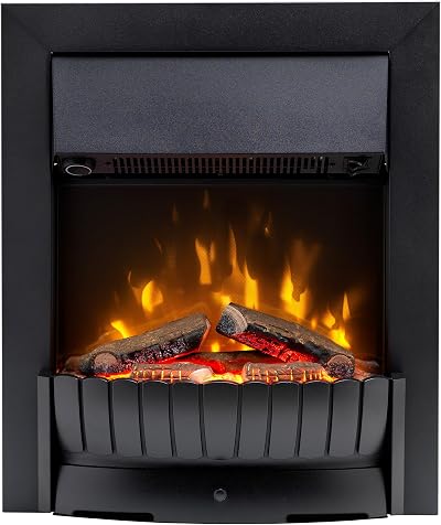 Dimplex Clement Optiflame Electric Fire Black LED Flame 9cm Inset 2kW Fan Heater