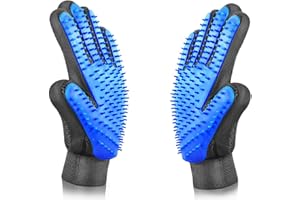 VeniCare Pet Grooming Glove - Gentle Deshedding Brush Glove - Efficient Pet Hair Remover Mitt - Massage Tool with Enhanced Five Finger Design - Perfect for Dogs & Cats with Long & Short Fur