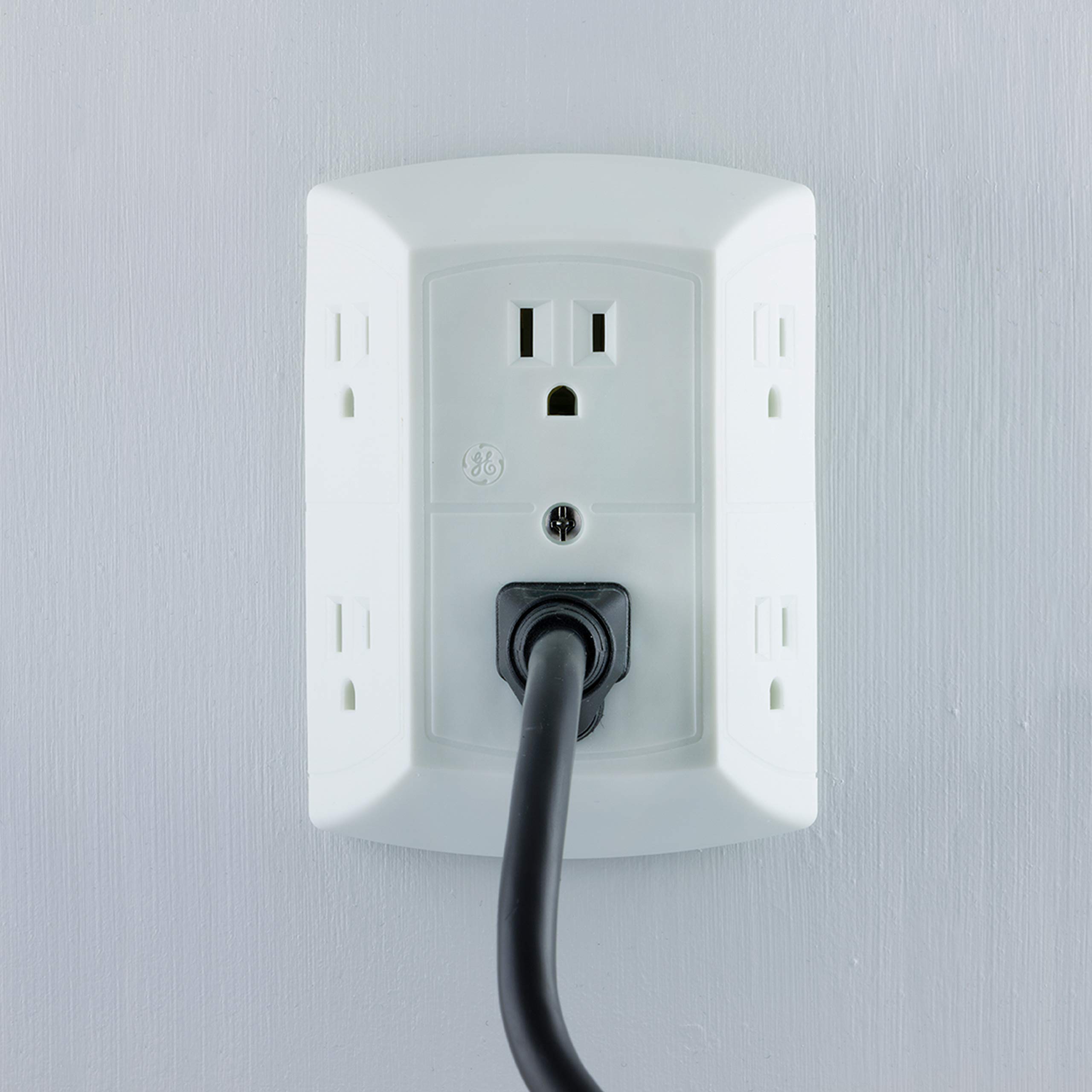 GE 6 Outlet Wall Plug Adapter Power Strip, Extra Wide Spaced Outlets