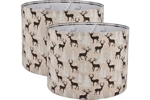 KOORLE Lamp Shades Set of 2, Drum Lampshade for Table Lamps Floor Lamp, 13" Top X 13" Bottom X 10" High Large Fabric Lamp Shades, Easy Assembly Replacement Lampshades for Home Decorations