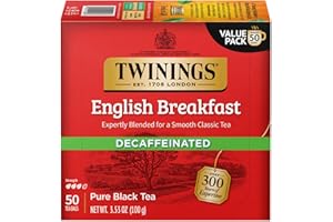 Twinings English Breakfast Tea, Decaffeinated Black Tea - Lively and Refreshing Decaf Tea Bags Individually Wrapped, 50 Count