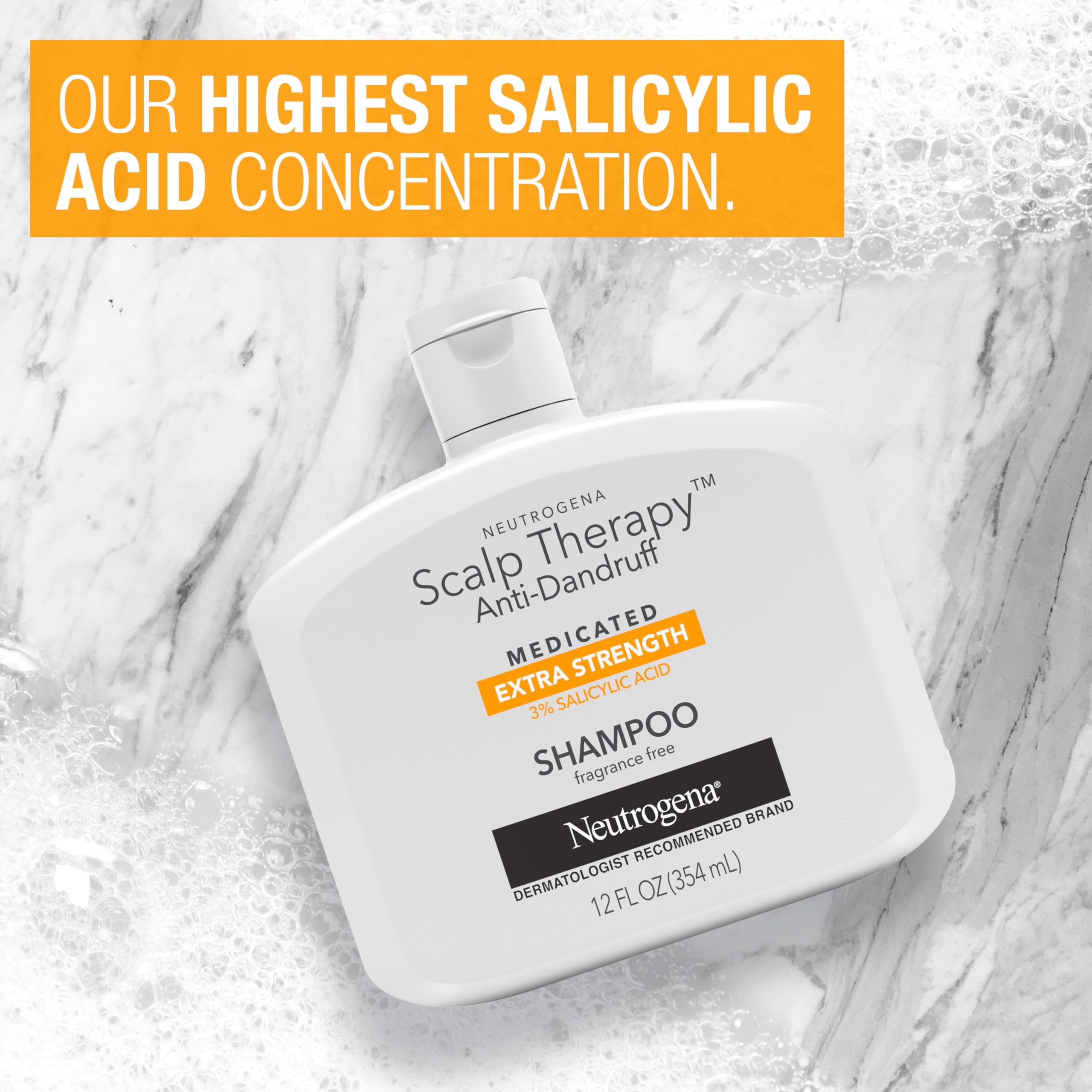 Neutrogena Scalp Therapy Anti-Dandruff Shampoo Extra Strength, with 3% salicylic acid, Fragrance Free, 12 fl oz